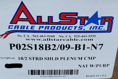 All Star Cable 18/2C Shielded Plenum Control/Security Cable White/Purple /100ft
