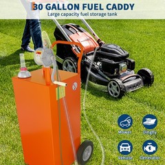 30 Gallon Fuel Caddy Fuel Storage Tank, Gasoline Diesel Fuel Container with Pump