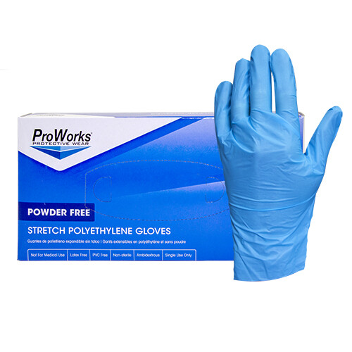 ProWorks Stretch Polyethylene Gloves Blue | Medium, Large or XLarge | 2000ct