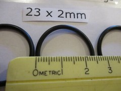 23mm ID x 27mm OD x 2mm thick O-ring. Buna-70. Quan 3.