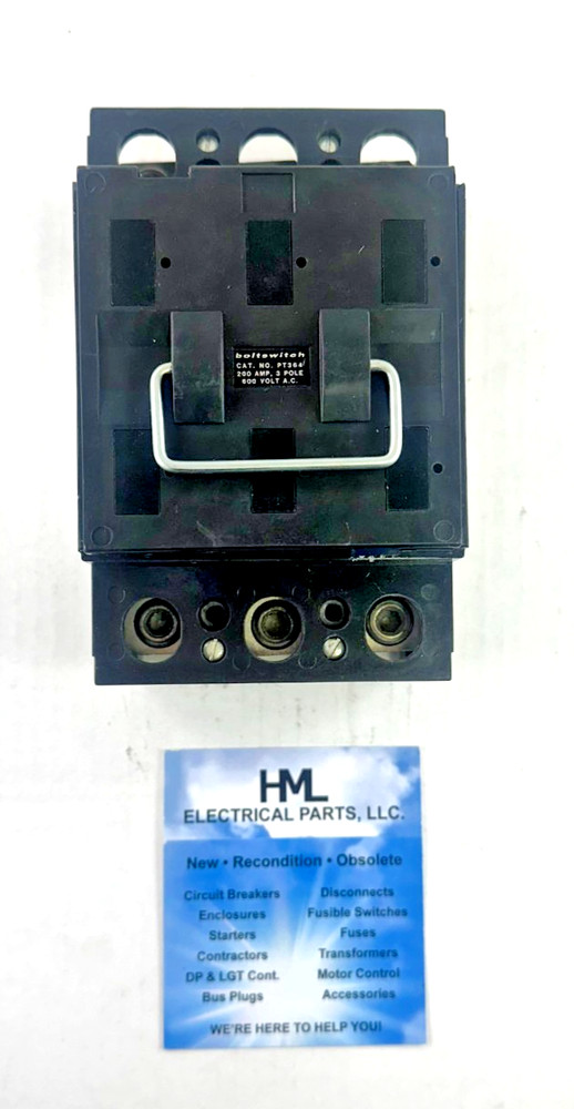 BOLTSWITCH, PT364, 200A, 600V, 3P, FUSE PULL FOR CLASS T FUSES *RECONDITIONED