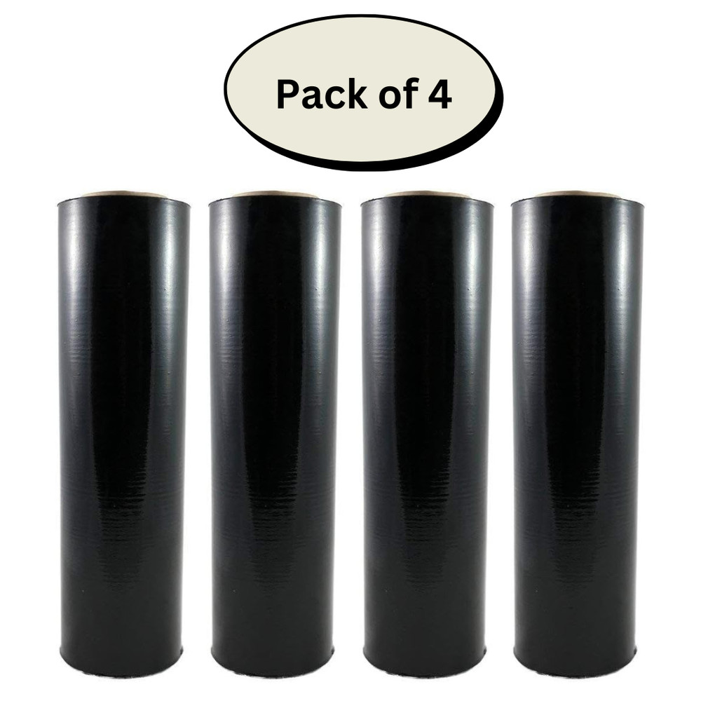 18″ 80 Gauge Pallet Wrap Stretch Film – Black Hand Shrink Wrap, 4 Rolls