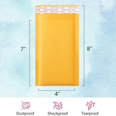 Kraft Bubble Mailers 4×8 Inch 50 Pack Usable Size 4×7 Inch Yellow Padded Enve…