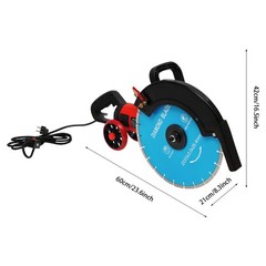 Electric Concrete Cutter Saw, Circular Saw with Saw Blade and Rolling Pulley