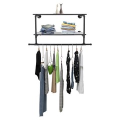 Clothes Display Rack with 2-tier Shelves, 2-tier Garment Rack, Wall Mounted Clot