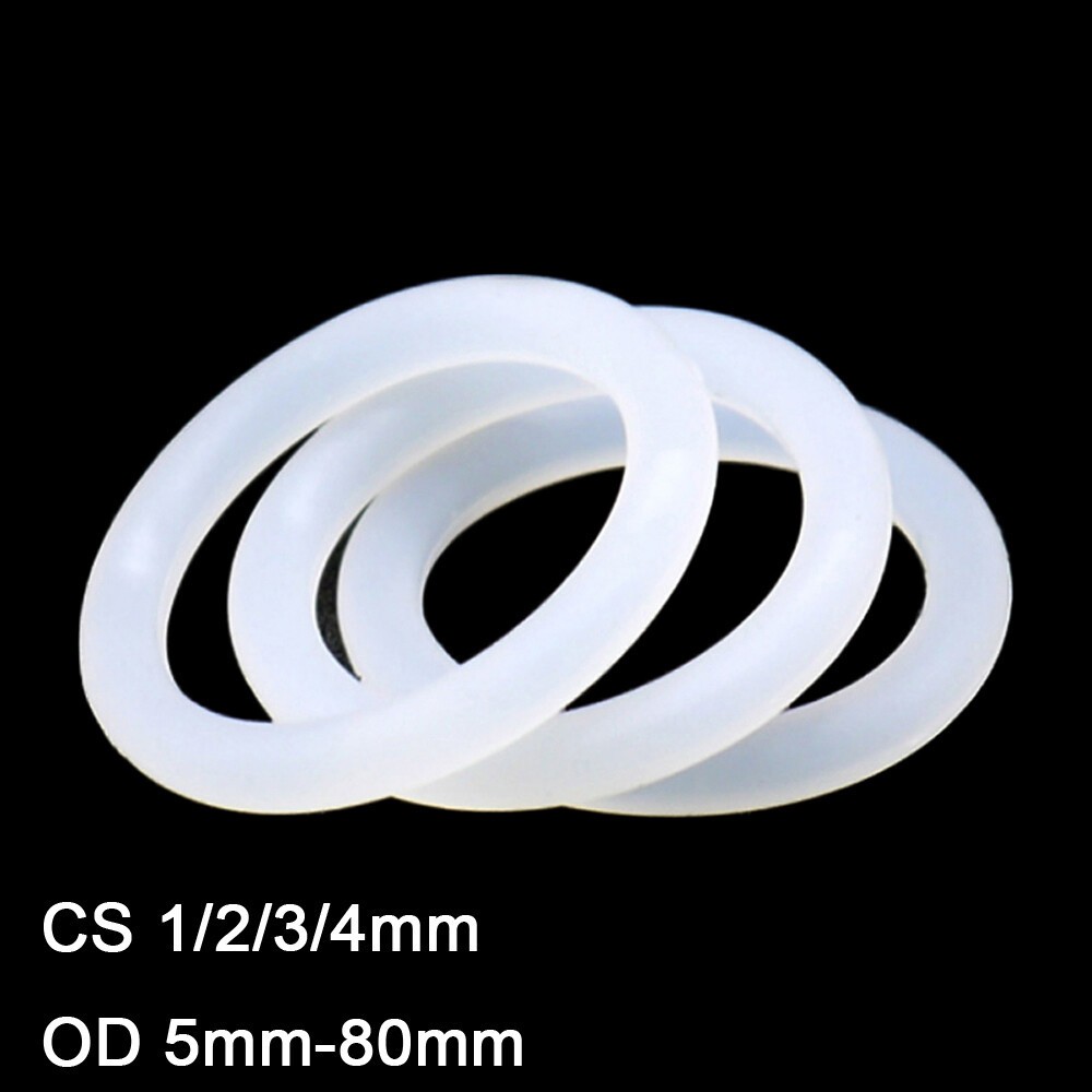 10x White Silicon Rubber O Rings Food Grade Cross Section 1/2/3/4mm OD 5mm~80mm