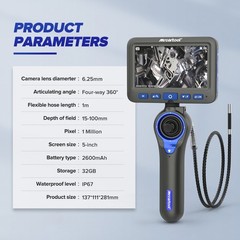 Two/Four-Way Endoscope Inspection Camera Articulating Borescope 1m Flexible Tube
