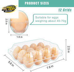 100 Packs Egg Cartons Cheap Bulk，Plastic for 12 Eggs, Clear Egg Cartons 3 * 4 ，
