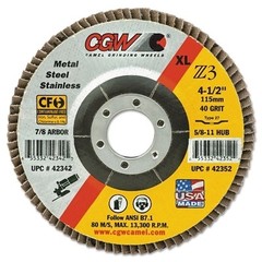 Premium Z3 XL T27 Flap Disc, 4-1/2 in dia, 36 Grit, 7/8 Arbor, 13,300 RPM CGW