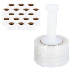 Mini Stretch Film Shrink Wrap, 36 Rolls, 3″x700′, 120 Gauge, with Plastic Handle