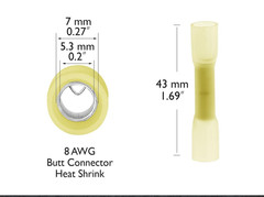 8AWG Heat Shrink Butt Connector 25 Pack (8 Gauge Yellow)