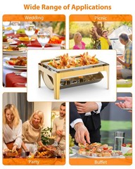 9QT Roll Top Chafing Dish Buffet Set Stainless Steel with Thick Frame for Party