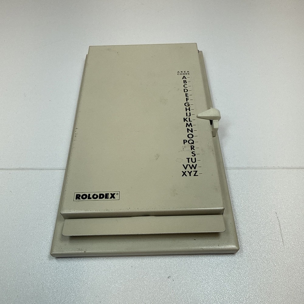 Vintage Rolodex Autodex Metal Telephone Address Book Pop-up Flip Top – Almond