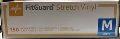 Medline FG1502 FitGuard Stretch Vinyl Box of 1500 Powder Free Exam Gloves