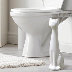 White Cat 2-Piece Toilet Brush Holder and Brush Set