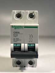 ONE (1) SCHNEIDER ELECTRIC C60N D2A 2-Pole Circuit Breaker 2A 415V 10KA (USED)
