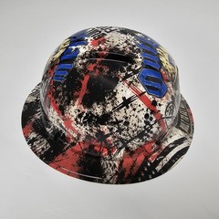 full brim hard hat custom hydro dipped IN BLUE COLLAR OUTLAW BUILT TO GET DIRTY
