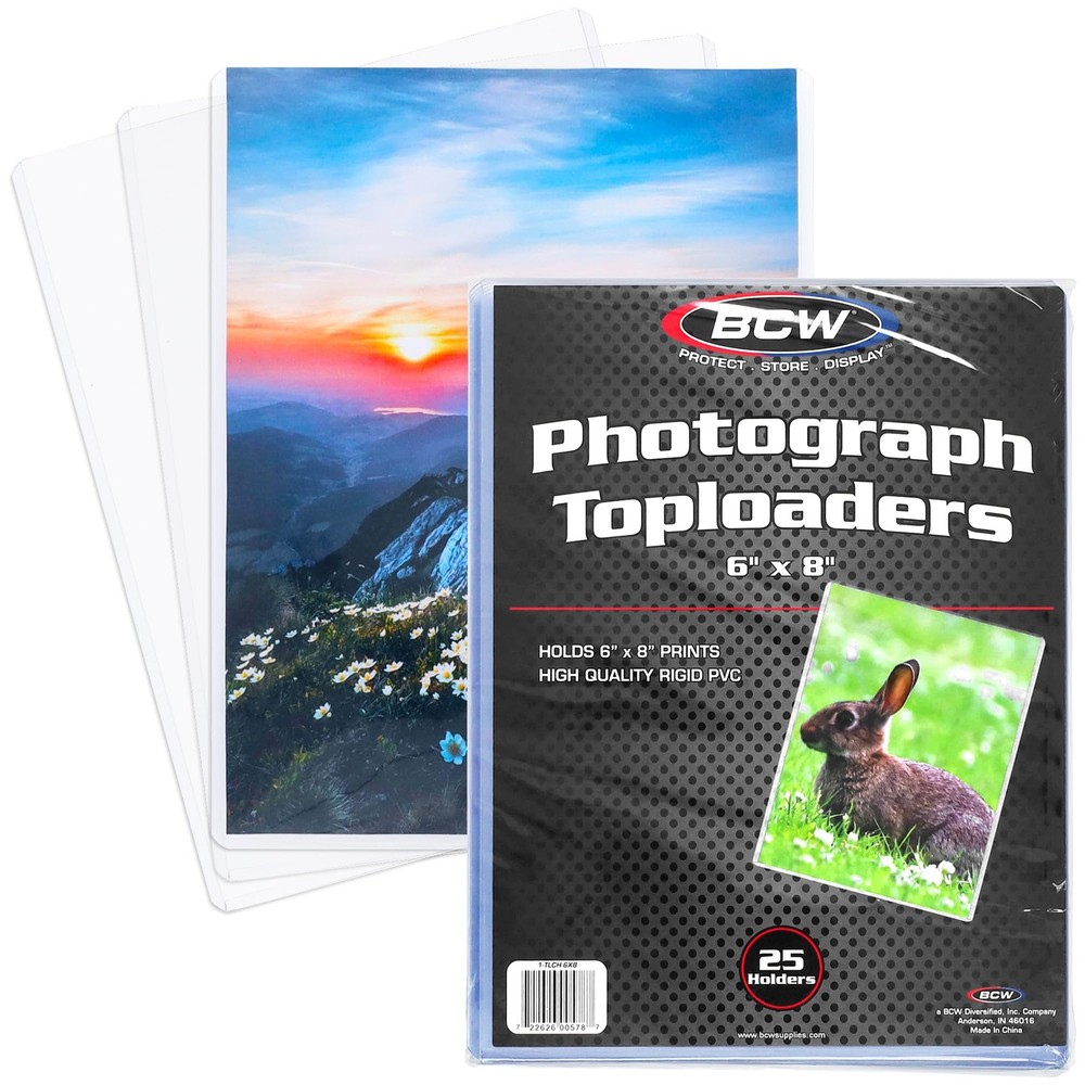 6×8 Toploaders for Photos | 25-Pack Clear Rigid PVC Protectors for Cards