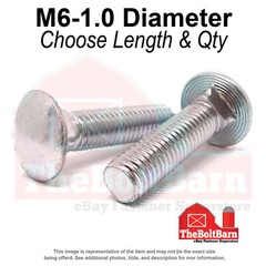 M6-1.0 Class 4.6 Round Head Carriage Bolt Zinc Clear (Pick Length & Qty)