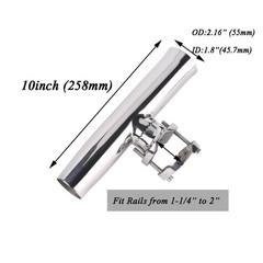 2PCS Stainless Tournament Style Clamp on Fishing Rod Holder for Rails 1-1/4″ …