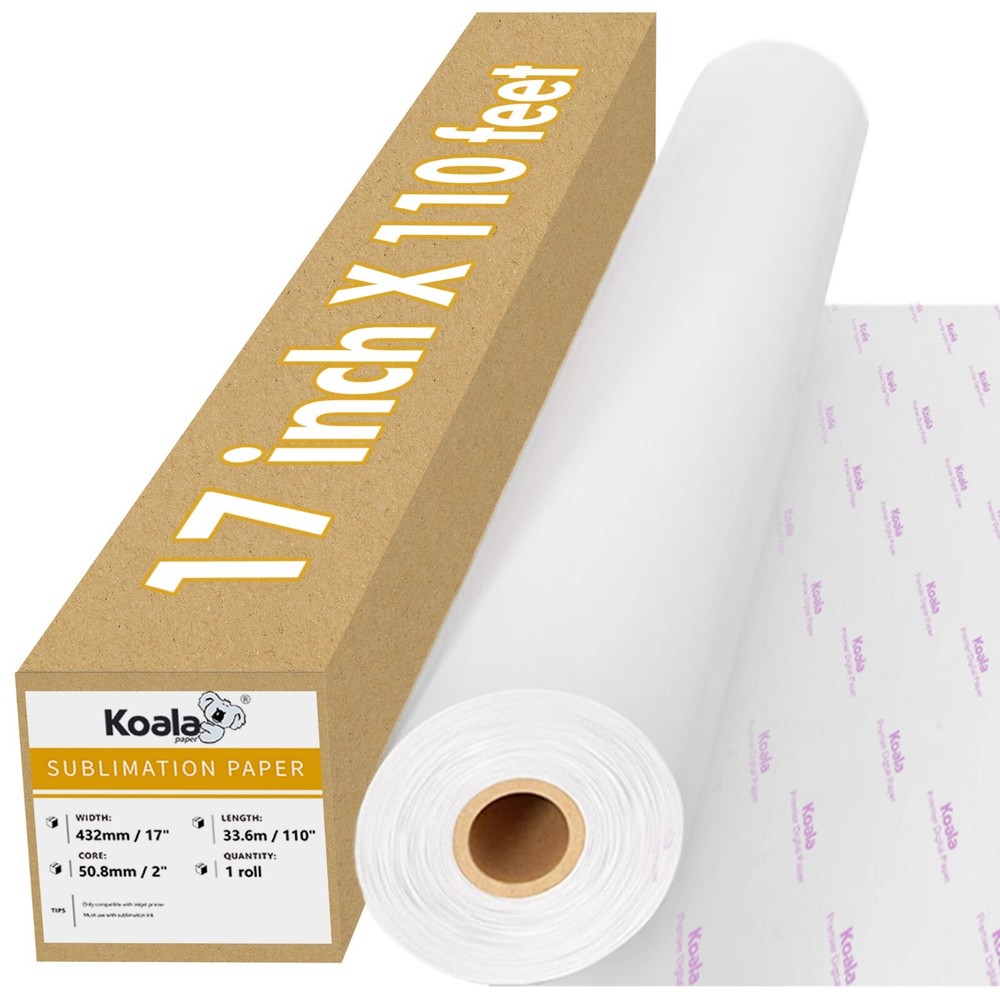Koala 17″x110′ Dye Sublimation Paper Roll Heat Transfer 2″ Core Inkjet Printer