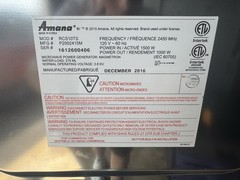 Amana RCS10TS Commercial Microwave 1000W, 5 Power Levels, 19.00 Capacity