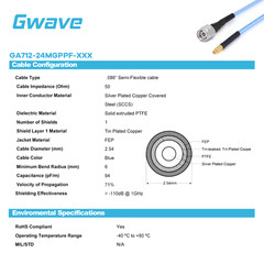 2.4mm Male to GPPO Female .086″ Semi-flexible Coax Cable, FEP Jacket, DC-50GHz