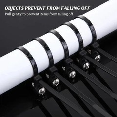 100PCS Nylon Cable Ties Screw Hole Mount Self Locking Wire Zip Ties Black Kit