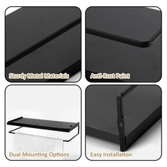 Floating Bathroom Shelves Set of 2 Wall Mounted Shelf with Black Metal Frame …