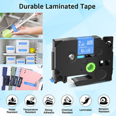 10x TZ-531 TZe-531 Black on Blue 12mm Label Tape Fit For Brother PT-D200MA