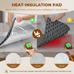 Electric Warming Mat for Food – 7 Temps, 8H Timer, XXL Grey | Roll up Silicone,
