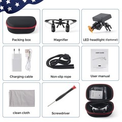 3.0X Dental Medical Ergo Loupes Surgical Magnifier+ 5W LED Surgical Head Light