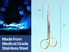 Scissors Surgical 4.5 inches Curved Gold Plated Handle ARTMAN
