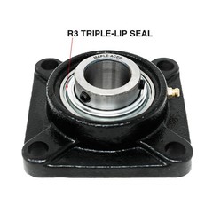 UCF206 Flange Bearing 30mm Bore, 4-Bolt, Solid Base, 3 Lips Seal (Qty 1)