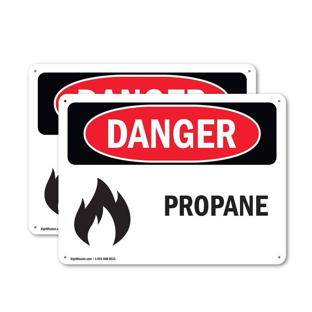 (2 Pack) Propane OSHA Danger Sign Decal Metal Plastic