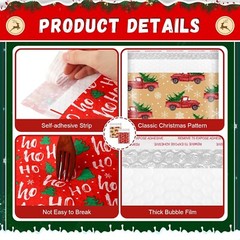 50 Pcs Christmas Poly Bubble Mailers 8.27 x 9.45” Christmas Padded Envelopes