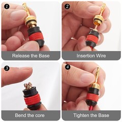 WGGE WG-008 24K Gold Safety Connector Banana Plugs (6 Pairs) (12 plugs )