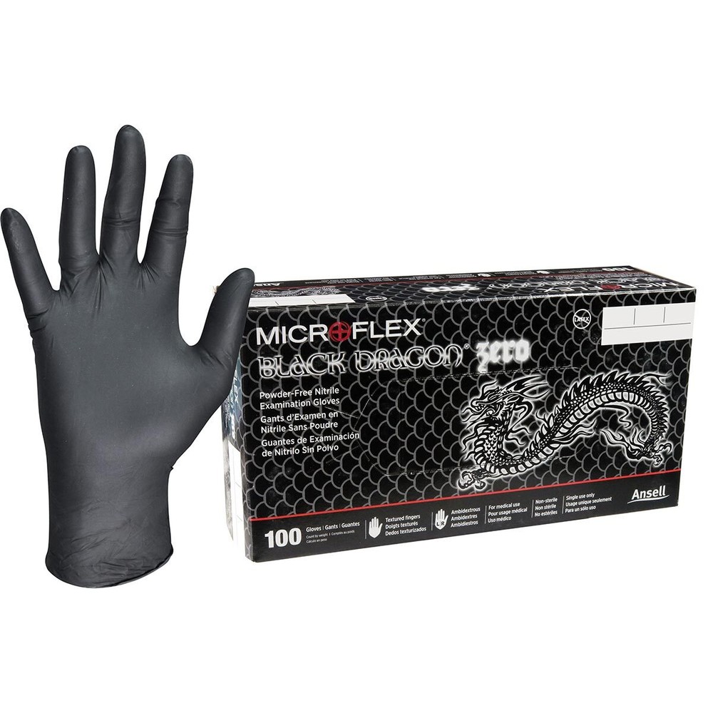 Microflex BD-1004-NPF Black Dragon Zero PF Nitrile Exam Gloves – X-Large
