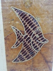 Natural Paper Leaves Cover w/Recycled Paper Notebook/Scrapbook w/Fish Indonesia