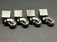 New Set (4) Nickel/Brushed Metal Square Cup Swivel Furniture Casters