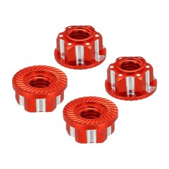 Hexagonal Nuts Aluminum M4 RC Wheel Hex Nuts for 1/10 RC Model Car 4PCS(Red)