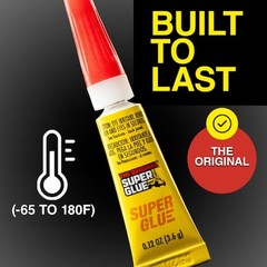 Super Glue 15187 Instant Adhesive, 0.07 Fl Oz, Tube, Clear, Pk12