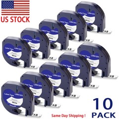 10PK Dymo LetraTag Refills 91331 White Plastic for LetraTag Label Maker LT-100H