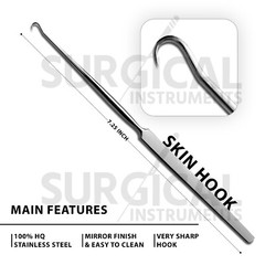 Gillies Skin Hook 7.25” Single Sharp Prong Retractor Surgical German Grade