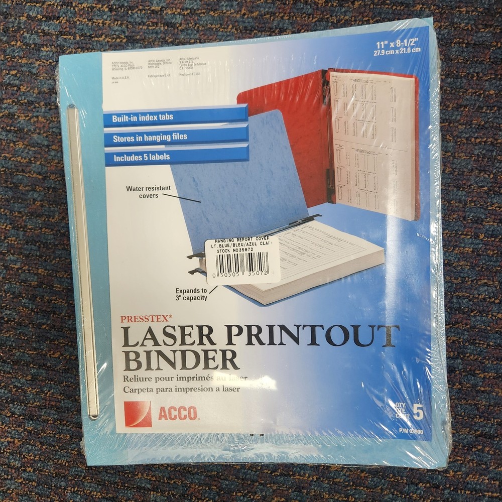 Acco 35072 Laser Printout Binder 8.12″ Width x 11″ Length Sheet Pack Of 5