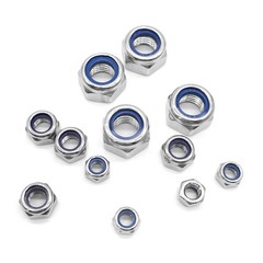 Quacc 20pcs M6 Nyloc Steel Nuts, Nylon Locknuts for Fastener, M6, Silver