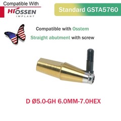 Dental Straight Transfer Abutment Regular Ø5.0 mm Hex GH 1–6 mm Hiossen/Osstem