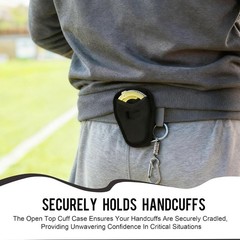 Open Top Handcuff Holder, Handcuff Case, Secure Belt Attachment, Fits Standard