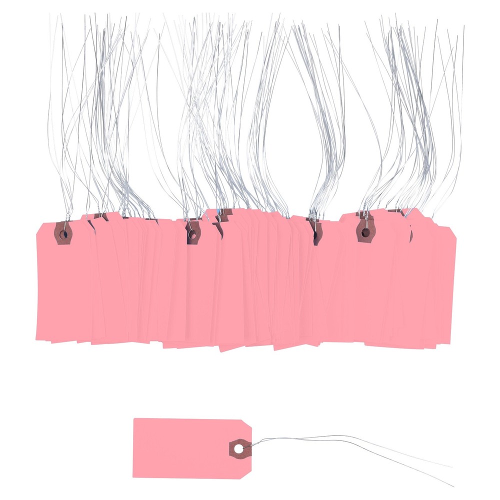 100 Cool Pink Tags with Wire 3 1/4″ x 1 5/8″ Size 2 Inventory Shipping Hang Tag