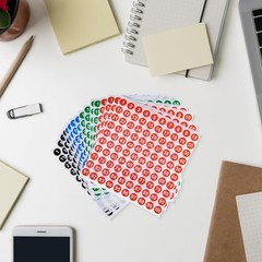16 Sheets Small Round Number Stickers Self Adhesive Labels for Office, Home